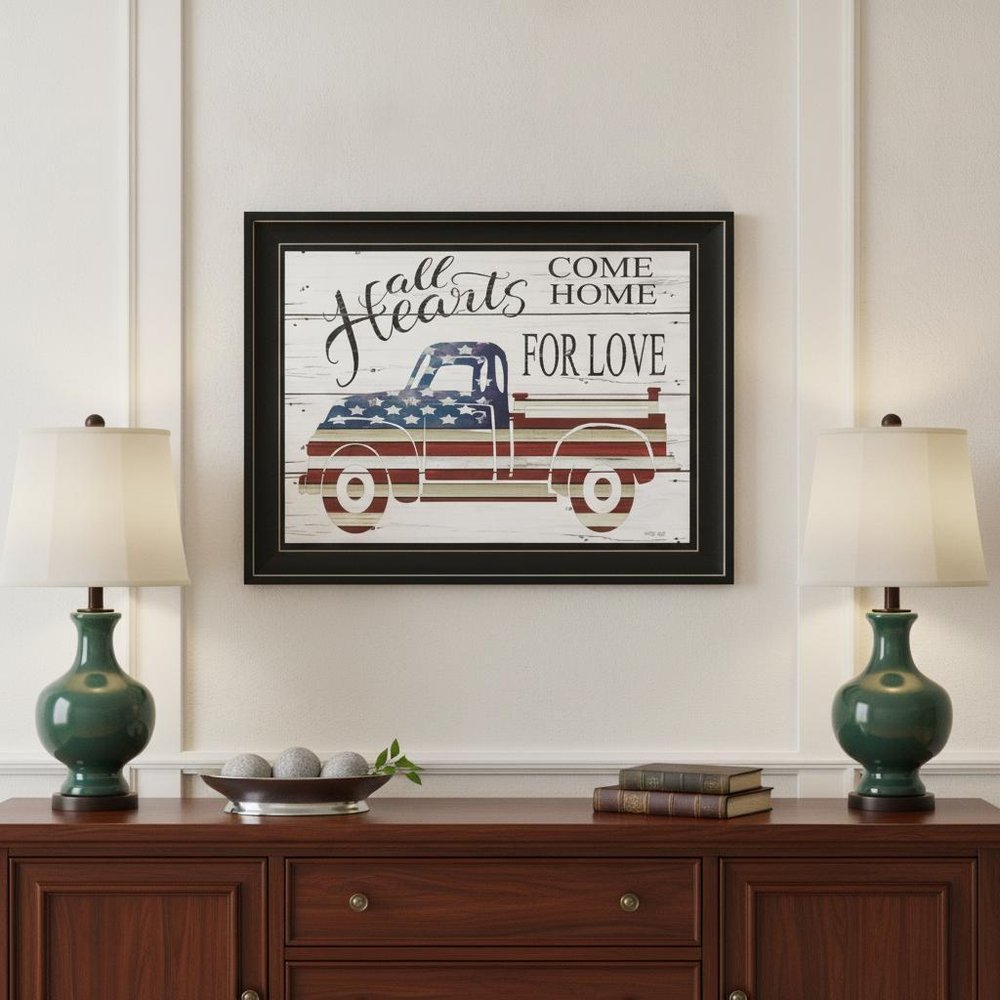 All Hearts Come Home for Love Truck 3 Black Framed Print Wall Art