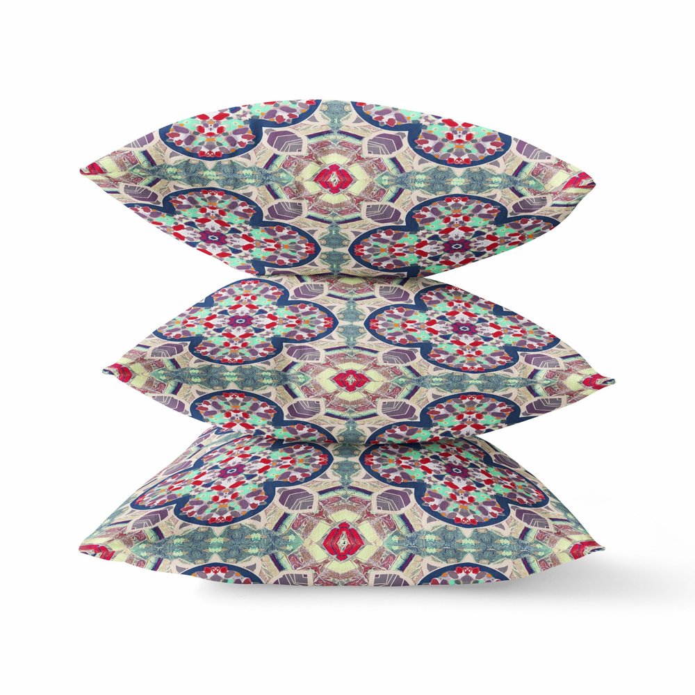 16" X 16" Mauve Geometric Indoor Outdoor Throw Pillow