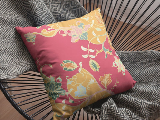 16" Orange Red Garden Indoor Outdoor Throw Pillow