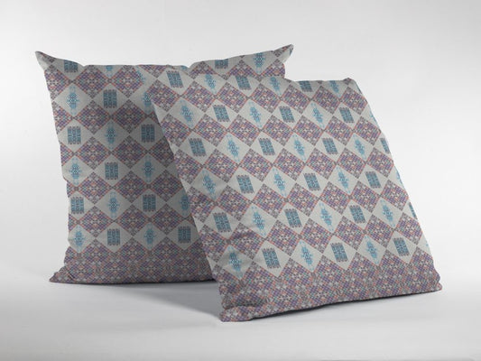 5" X 16" Pink Geometric Indoor Outdoor Throw Pillow