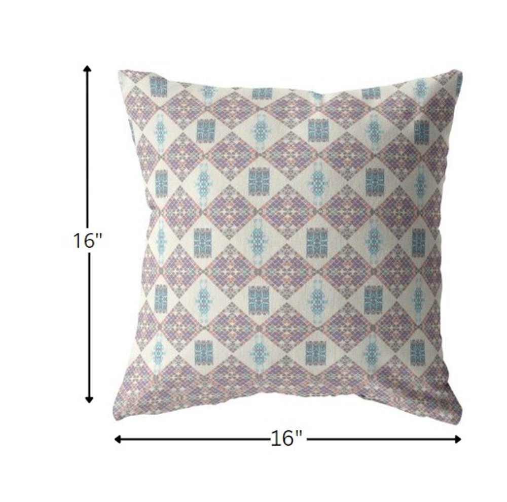 5" X 16" Pink Geometric Indoor Outdoor Throw Pillow