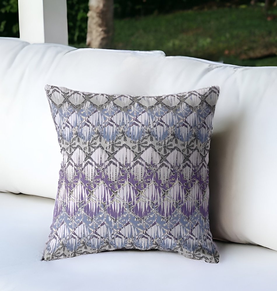 16" X 16" Gray Geometric Indoor Outdoor Throw Pillow
