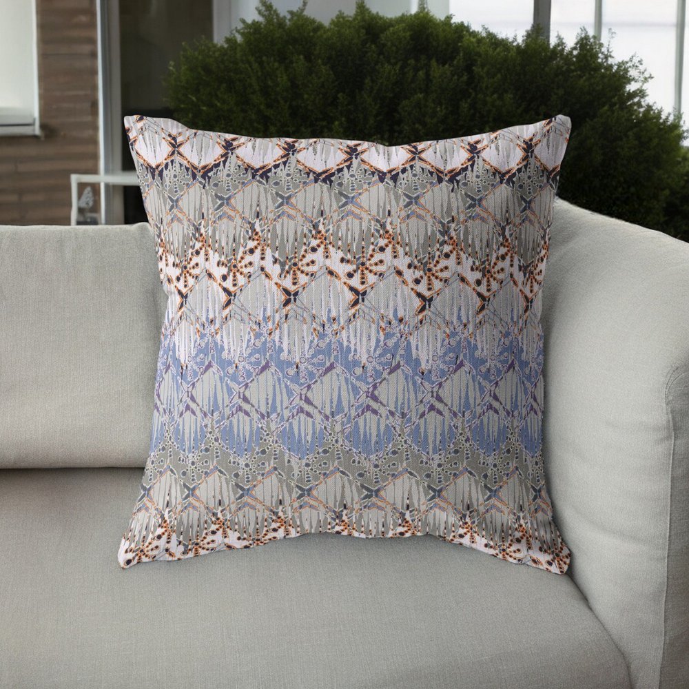 16” Orange Gray Hatch Indoor Outdoor Throw Pillow