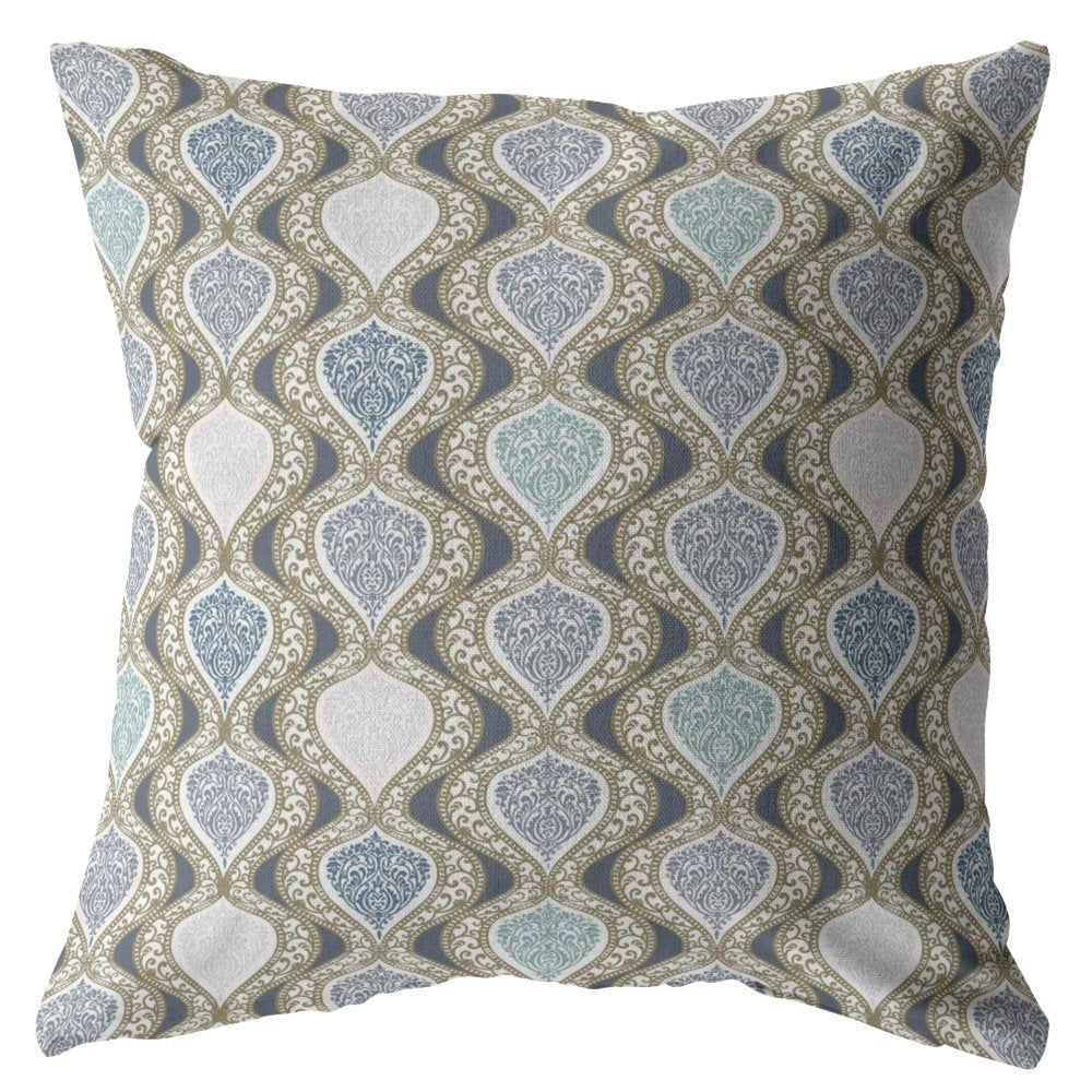 16" X 16" Gray Geometric Indoor Outdoor Throw Pillow