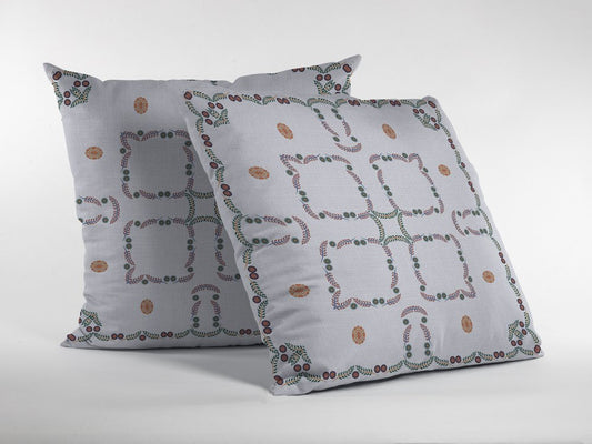 16" X 16" White Geometric Indoor Outdoor Throw Pillow