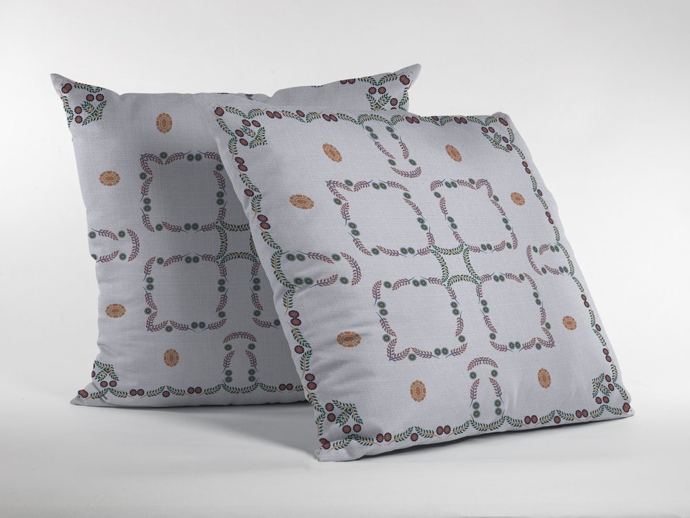 16" X 16" White Geometric Indoor Outdoor Throw Pillow