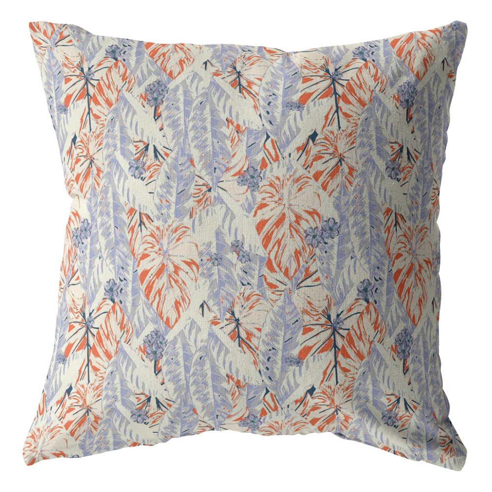 16" X 16" Orange Geometric Indoor Outdoor Throw Pillow