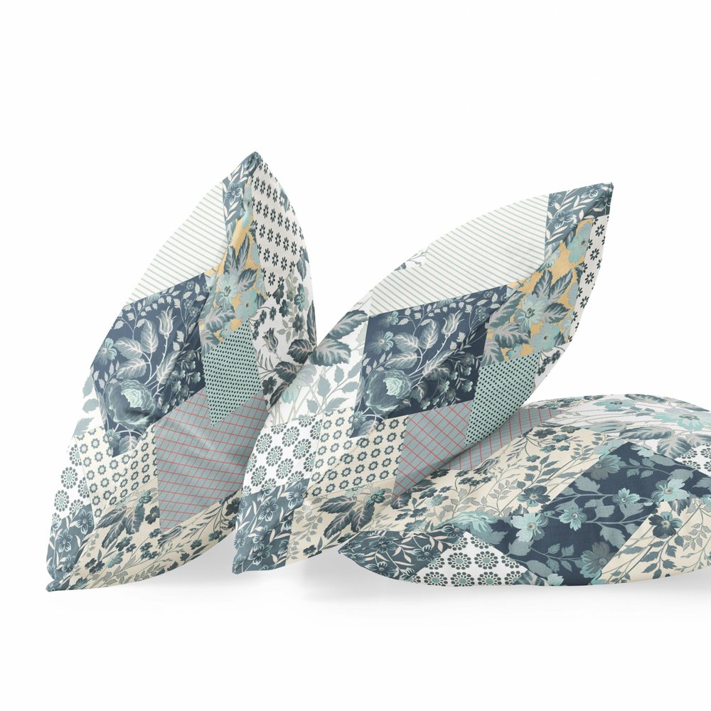 5" X 16" Indigo Floral Indoor Outdoor Throw Pillow