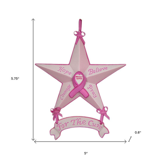 Set of Six Pink Resin Hanging Figurine Ornaments