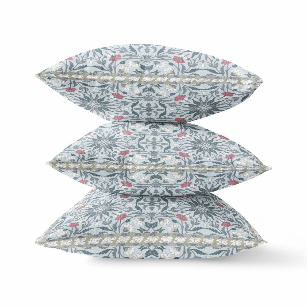 5" X 20" Indigo Paisley Indoor Outdoor Throw Pillow