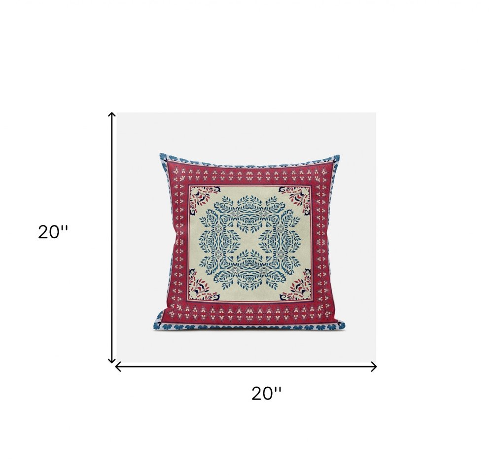 20"x20" Red Yellow Blown Seam Suede Geometric Throw Pillow