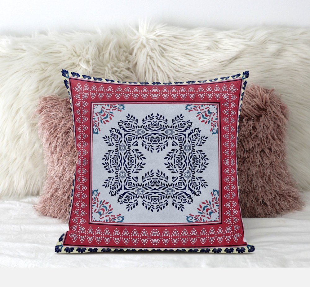 5" X 20" Magenta Geometric Indoor Outdoor Throw Pillow