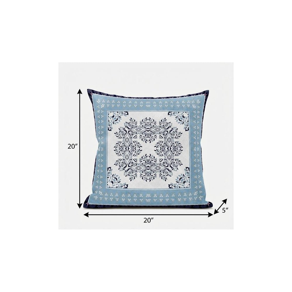 20" X 20" Light White Blown Seam Geometric Indoor Outdoor Throw Pillow