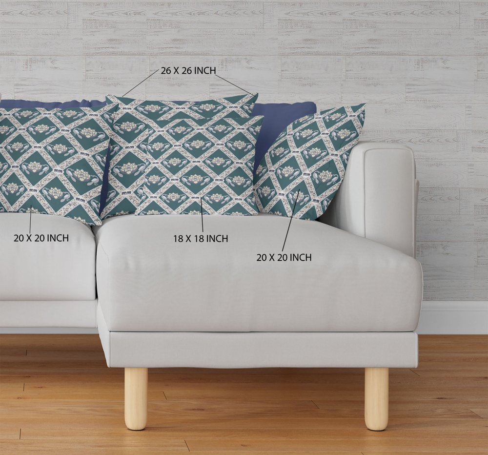 16" X 16" Blue and Gray Geometric Indoor Outdoor Throw Pillow
