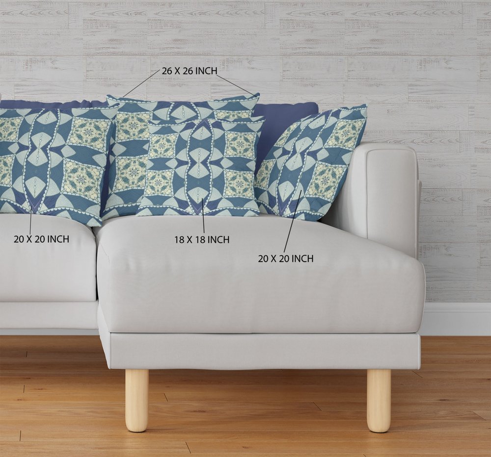 16" X 16" Blue Geometric Indoor Outdoor Throw Pillow