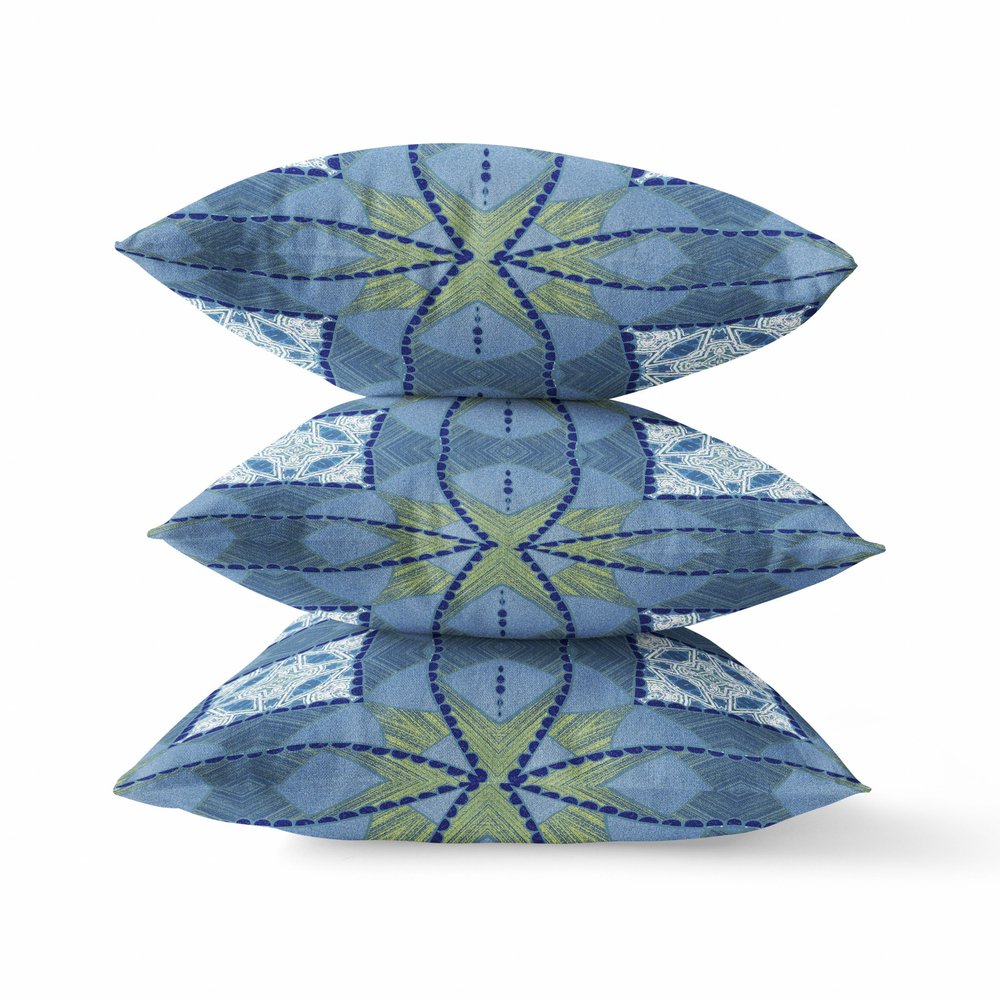 16" X 16" Yellow Geometric Indoor Outdoor Throw Pillow