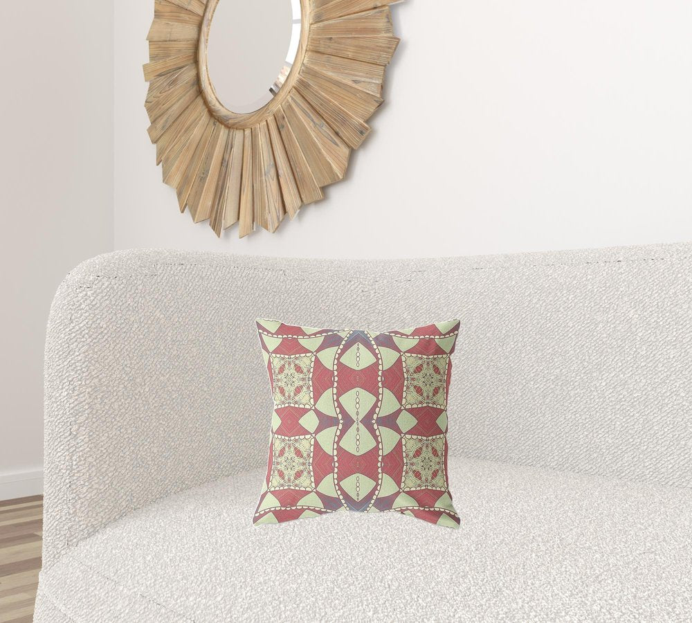 16" X 16" Yellow Geometric Indoor Outdoor Throw Pillow