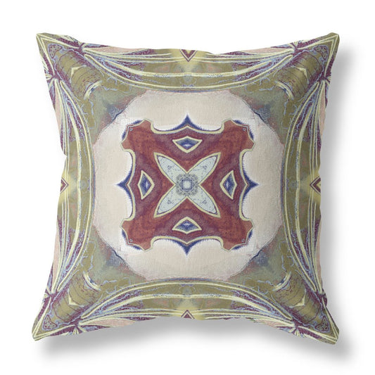 16" X 16" Magenta Geometric Indoor Outdoor Throw Pillow