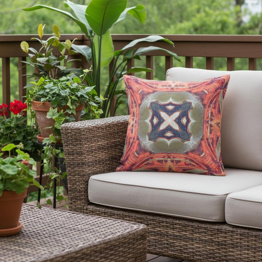 16" X 16" Hot Green Blown Seam Geometric Indoor Outdoor Throw Pillow