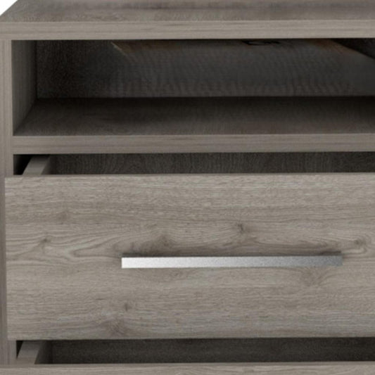 20" Light Gray Wood Two Drawer Nightstand