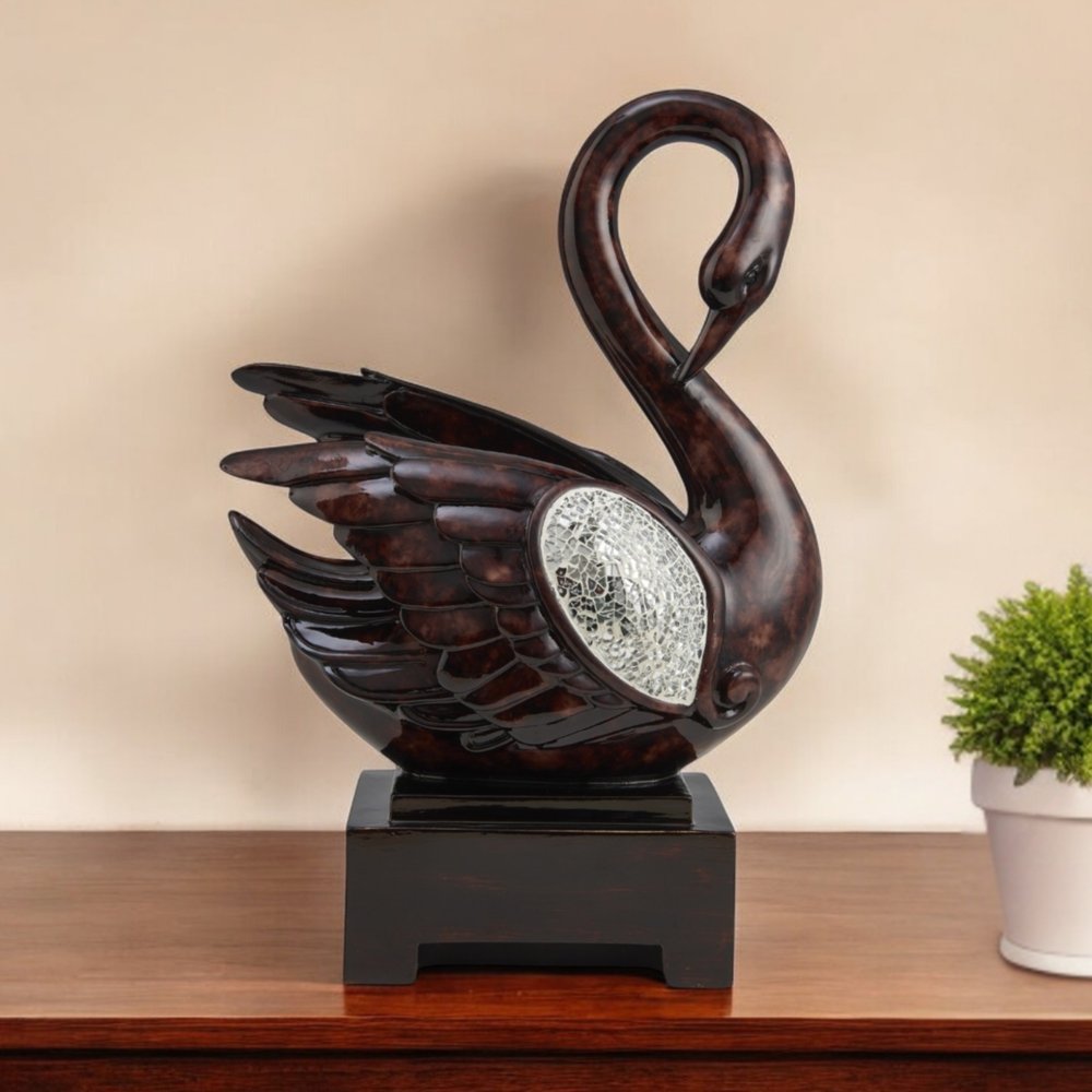 17" Marbleized Cherry Brown Dove Figurine Sculpture