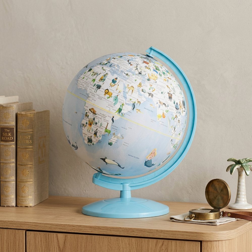 13" Animals of the World Acrylic Globe With LED and Night Light