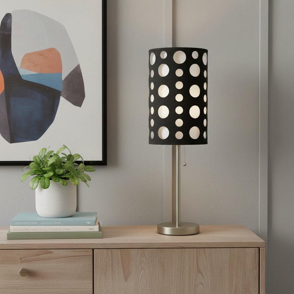 33" Black Metal Novelty Black and White Drum Shade