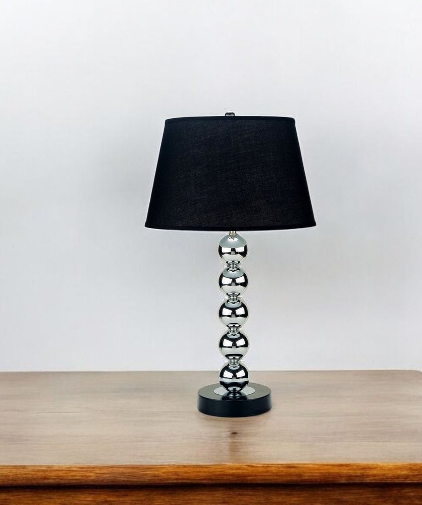 Silver Bauble Table Lamp with Black Shade