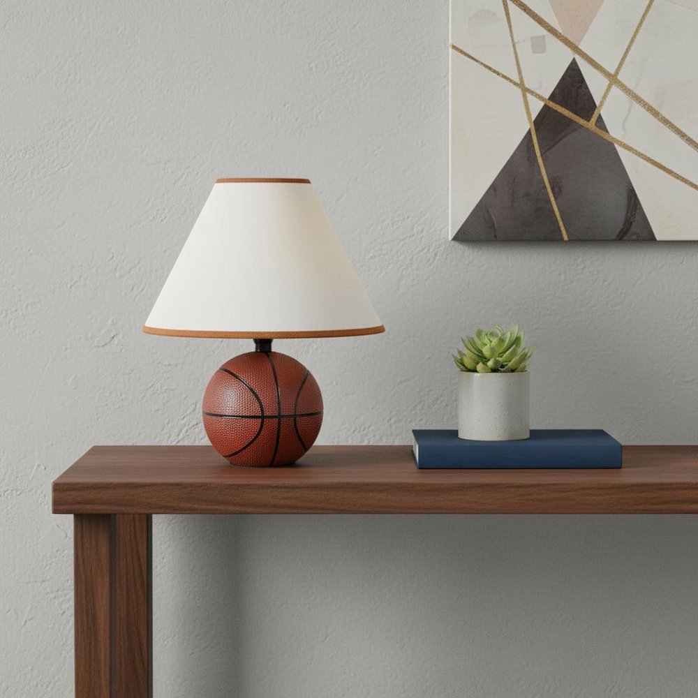 12" Orange Ceramic Bedside Table Lamp With White Shade