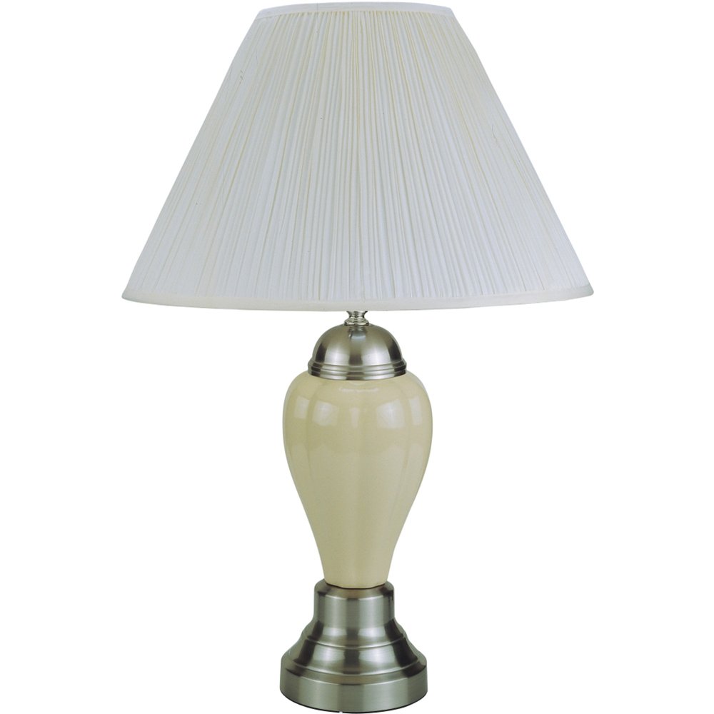 27" Gray and Silver Metal Urn Table Lamp With Gray Empire Shade