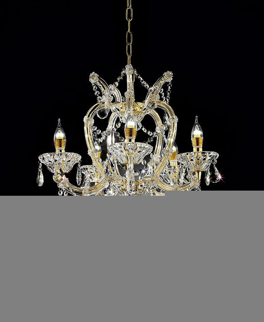 Five Light Glam Gold and Faux Crystal Chandelier