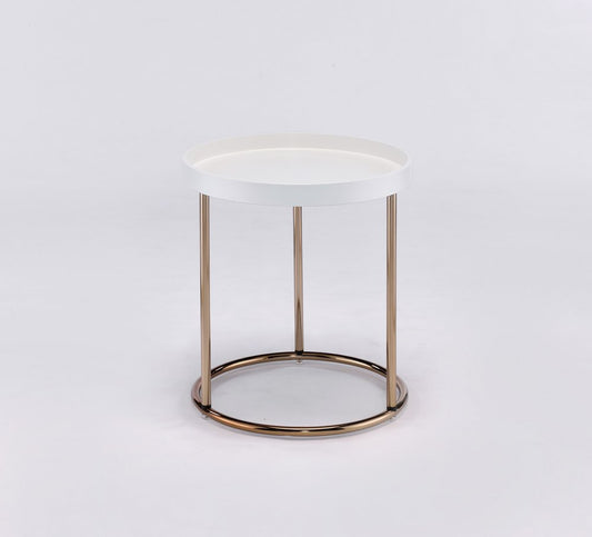 22" Copper And White Round End Table