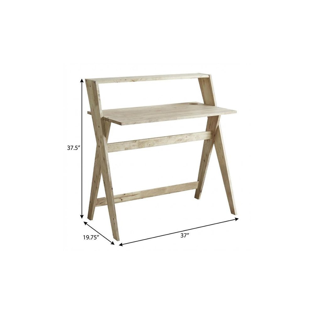 37" Natural Wood Writing Desk