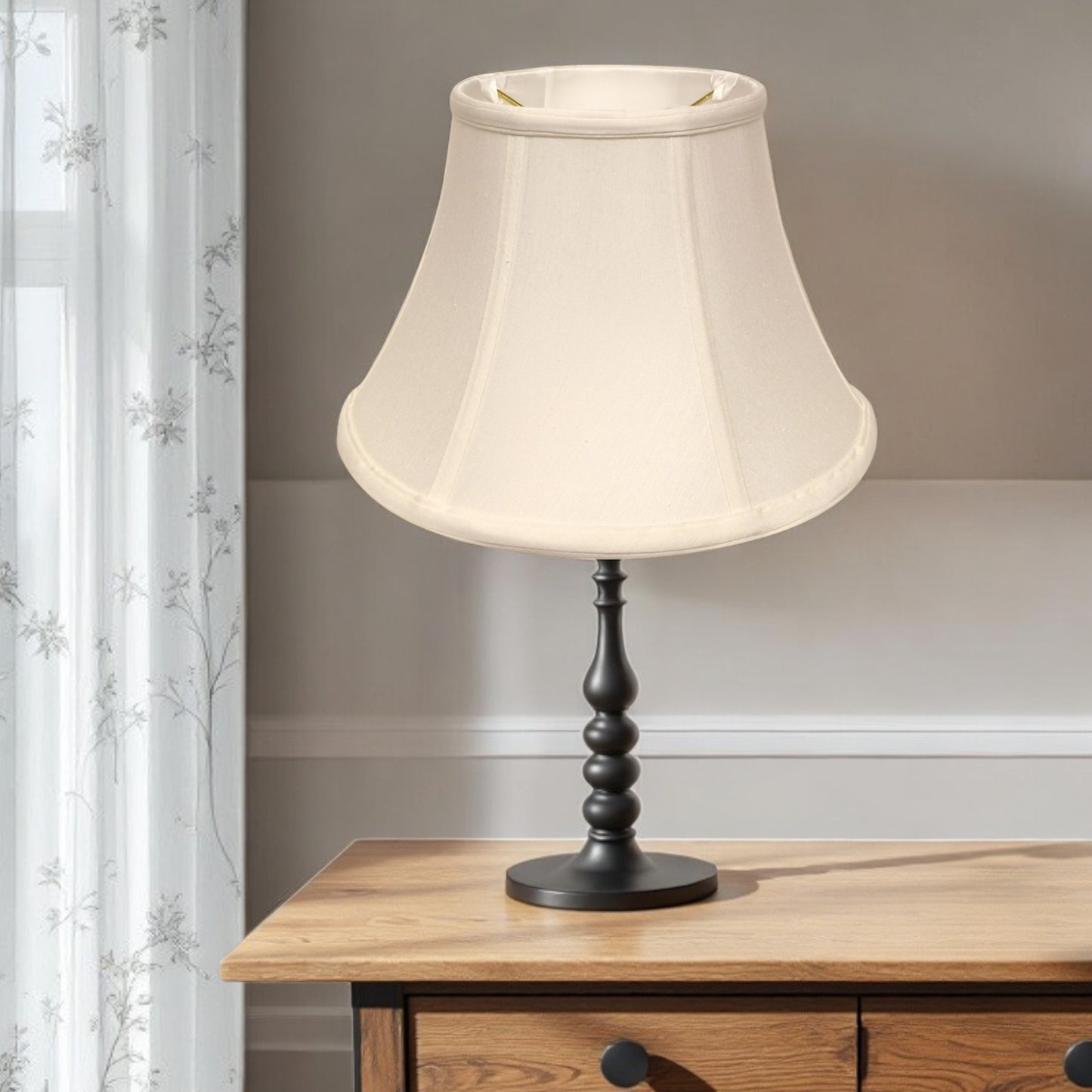 19" White Drum Monay Shantung Lampshade