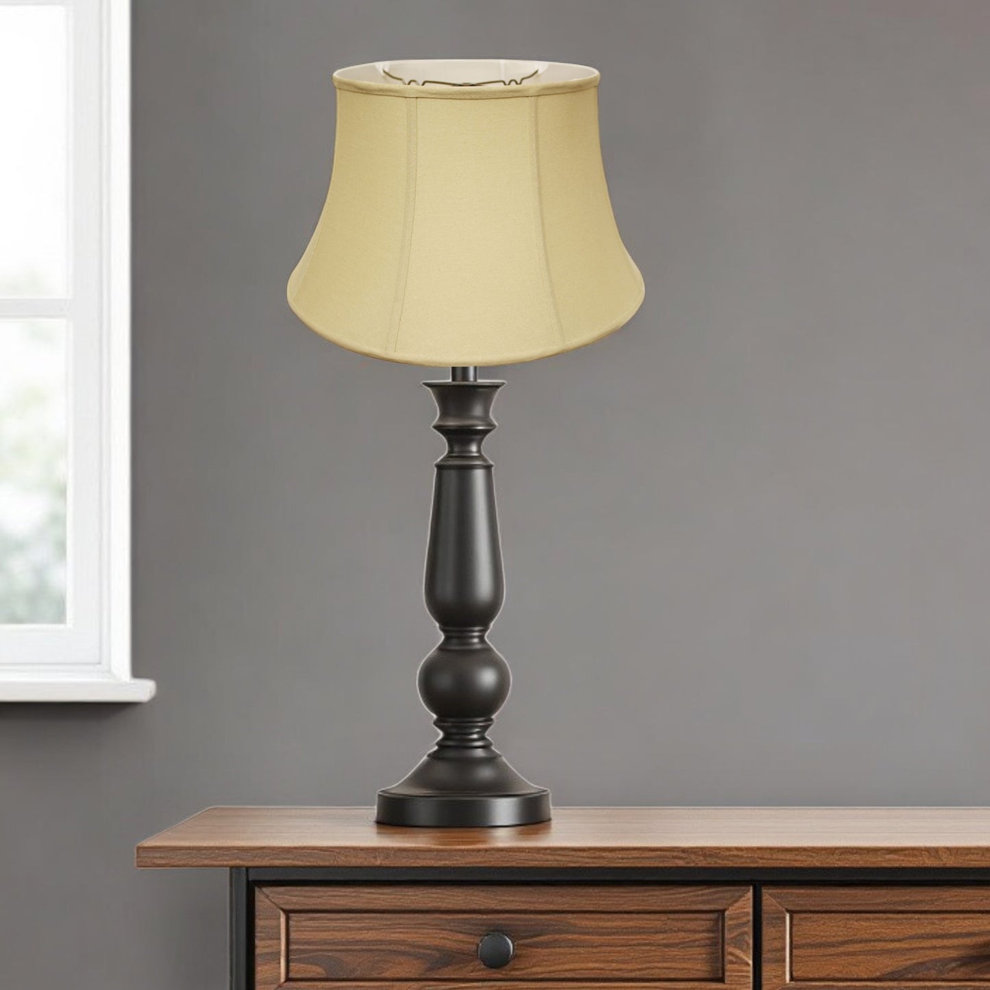 19" Pale Brown Drum Linen Lampshade