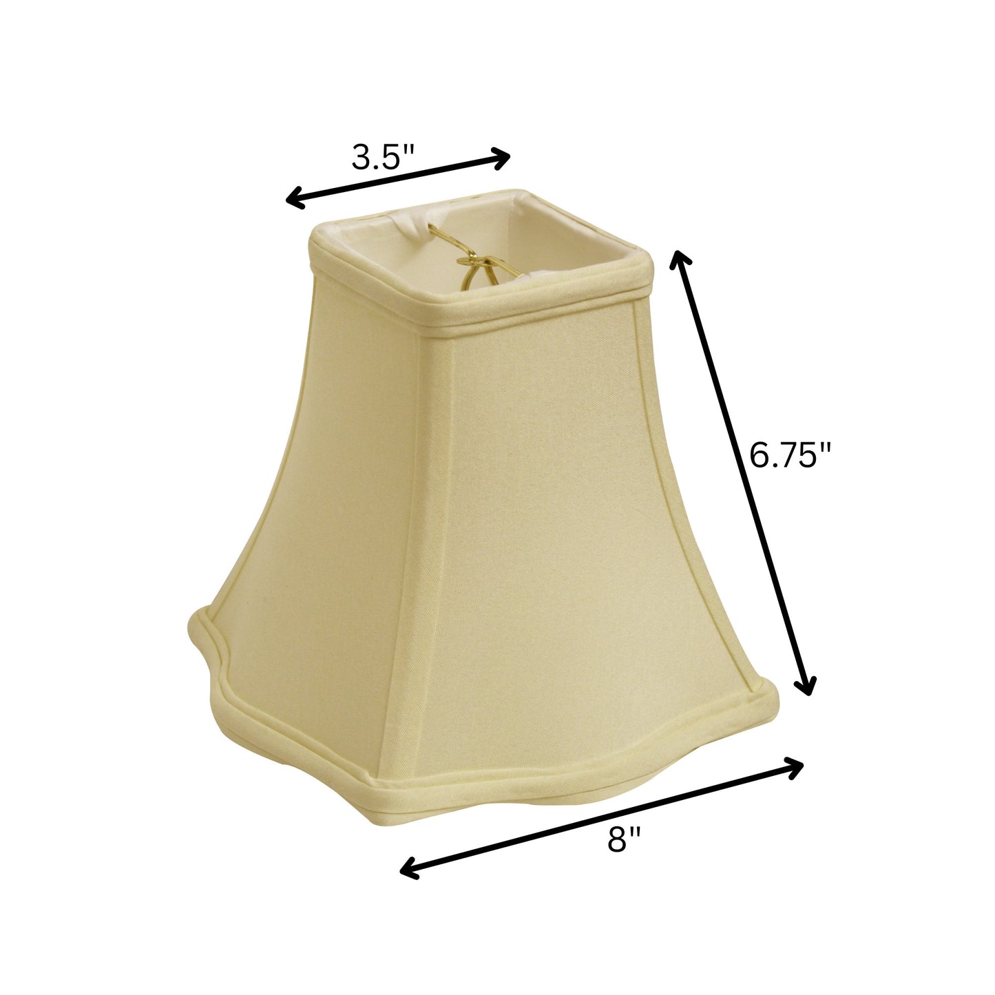 8" Ivory Premium Square No Slub Lampshade
