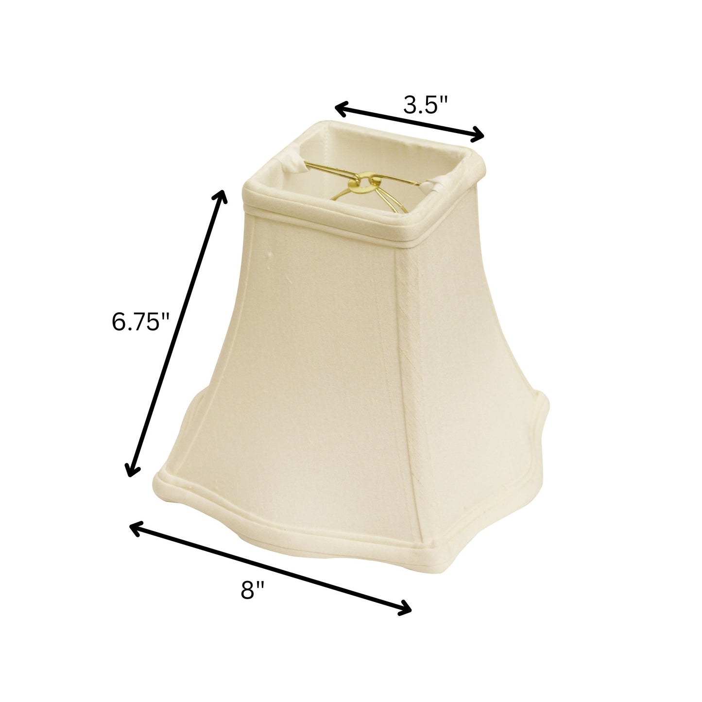 8" White Premium Square Monay Shantung Lampshade