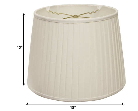 18" White Linen Lampshade with Side Pleats