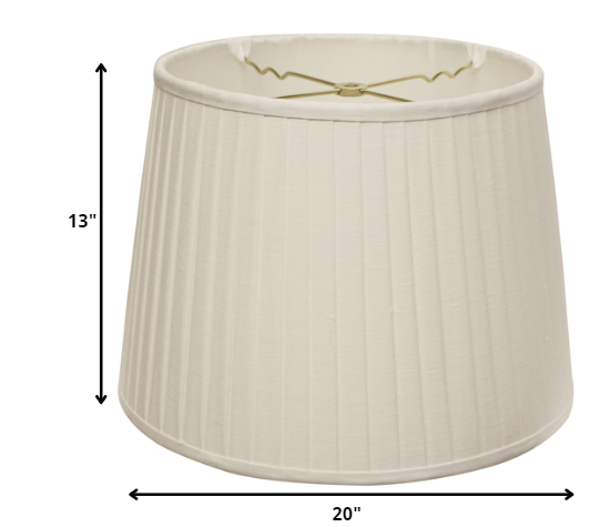 20" White Linen Lampshade with Side Pleats