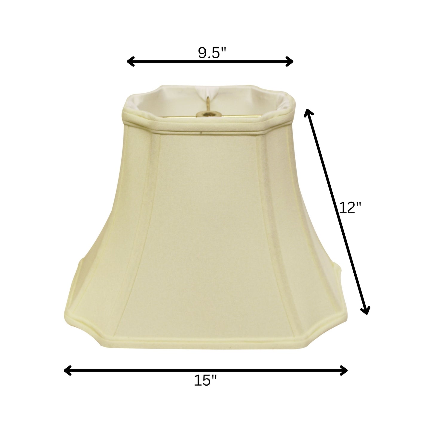 15" Ivory Inverted Rectangle Shantung Lampshade