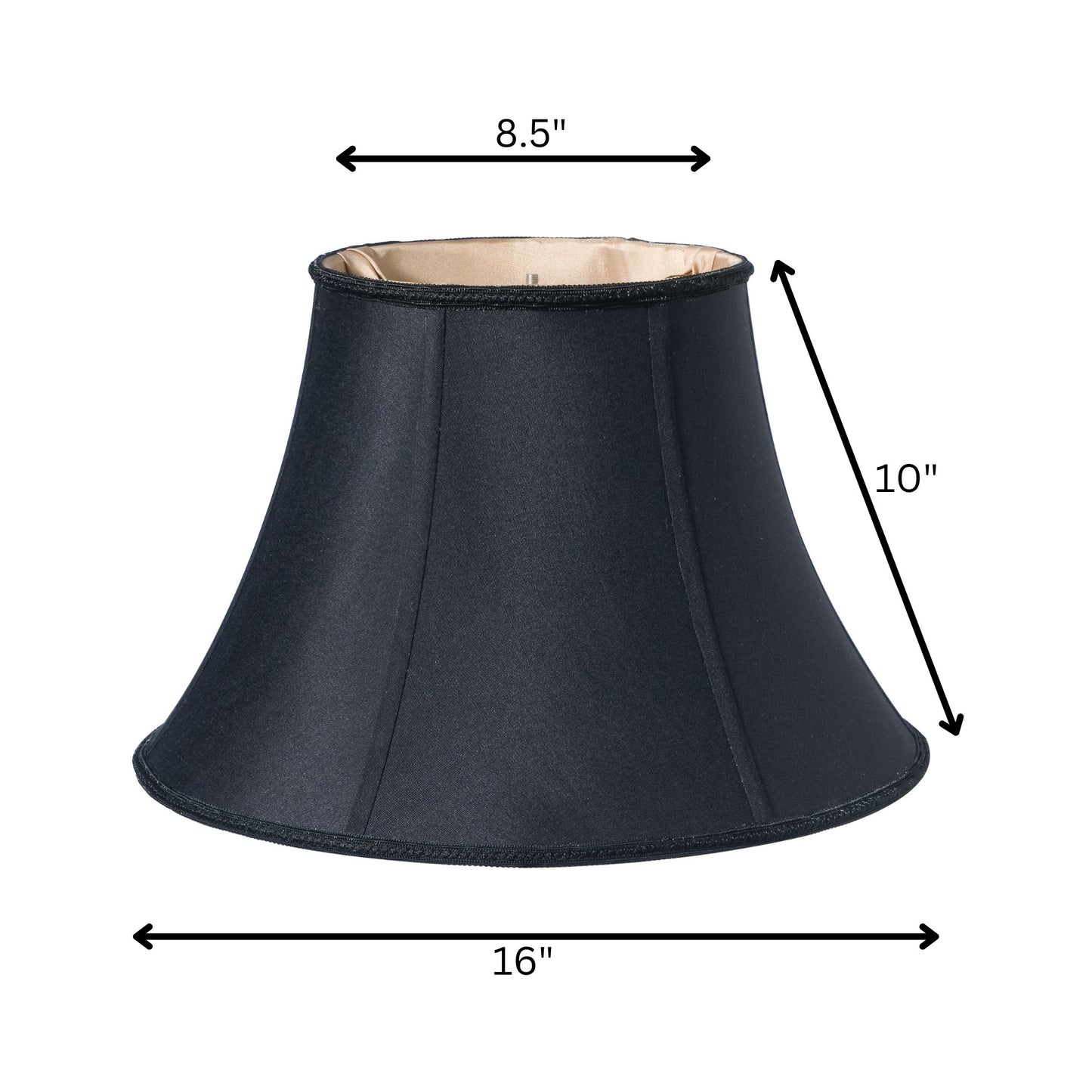 16" Black Slanted Bell Shantung Lampshade