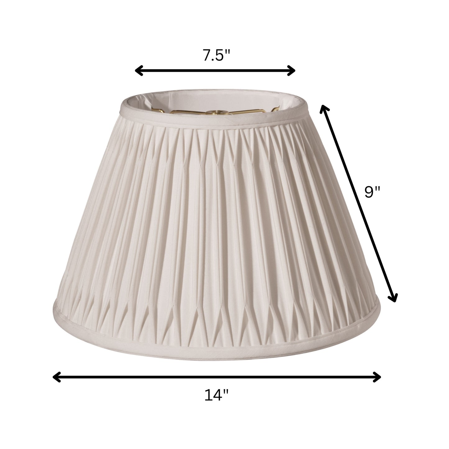 14" Cream Slanted Bell Smocked Shantung Lampshade