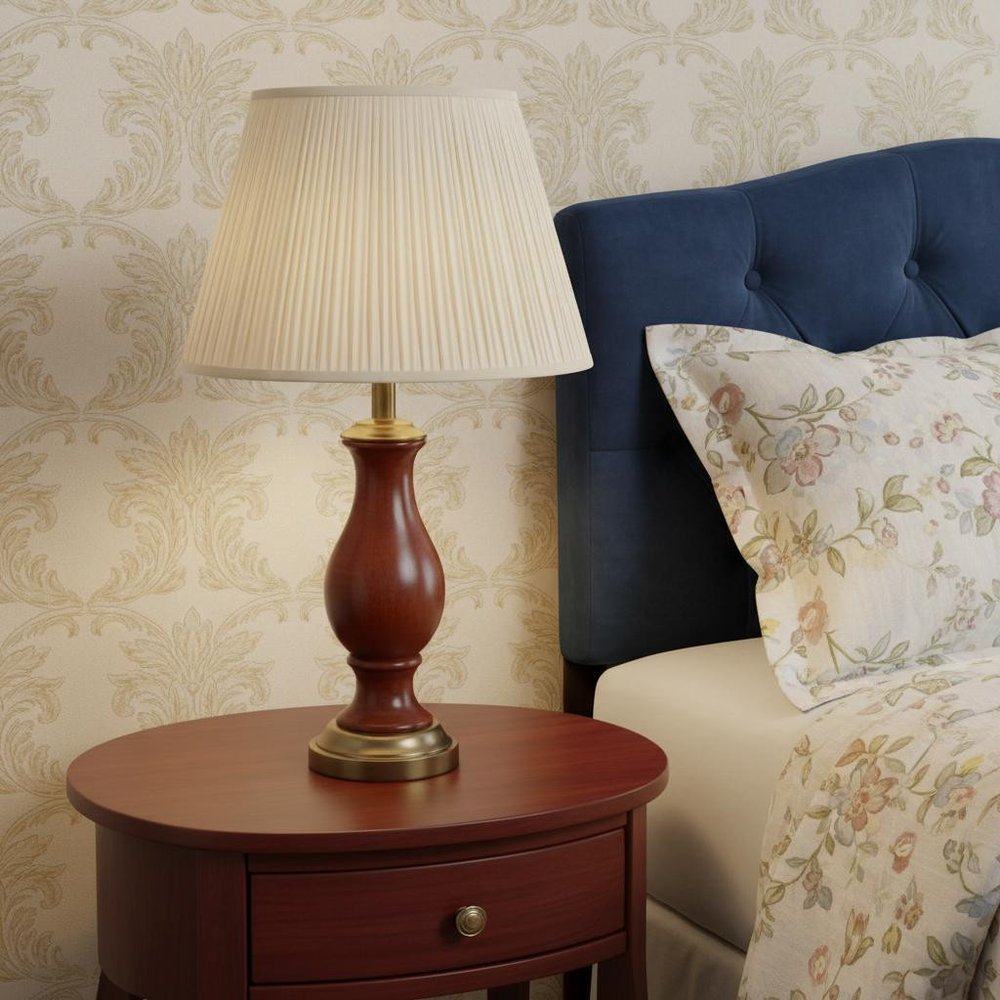 Cream Taffeta Pleated Empire Lamp Shade