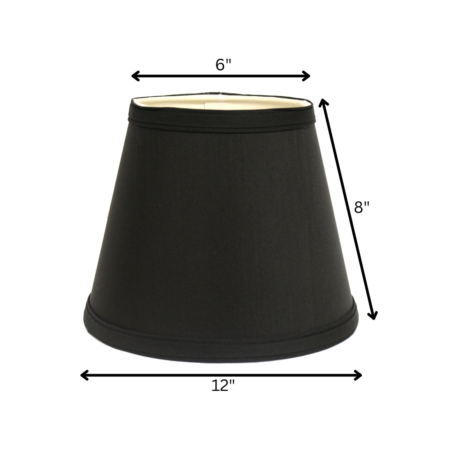 12" Black with White Empire Hardback Slanted Shantung Lampshade