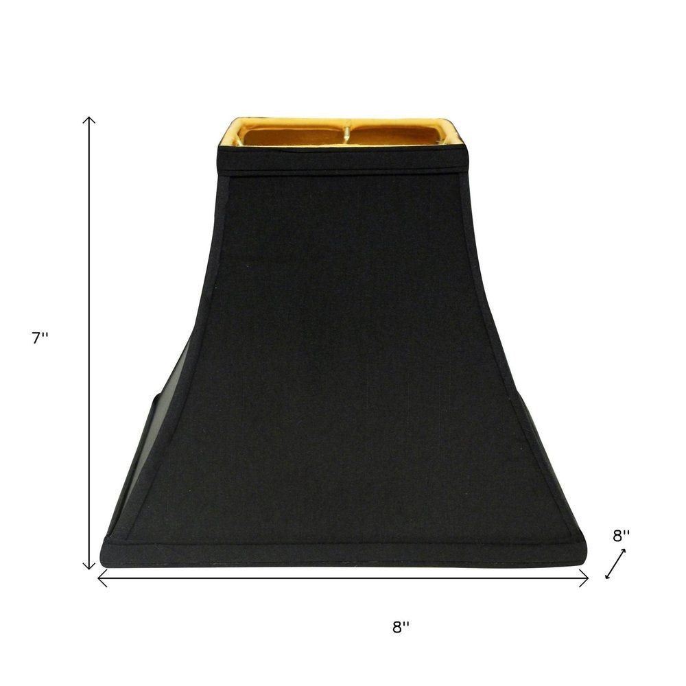 Black Shantung Silk Square Lamp Shade