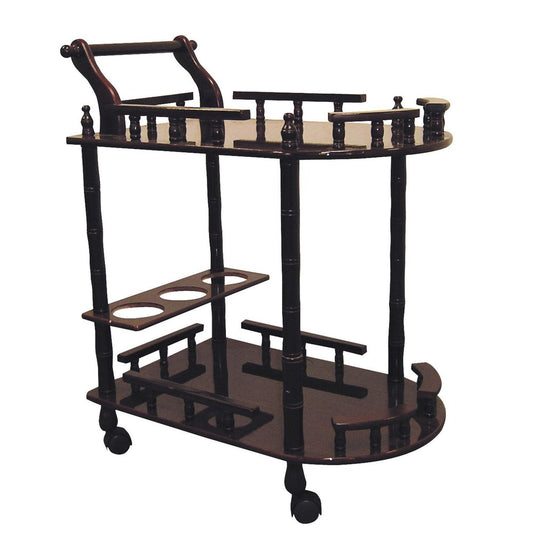 24" Dark Brown Rolling Bar Cart