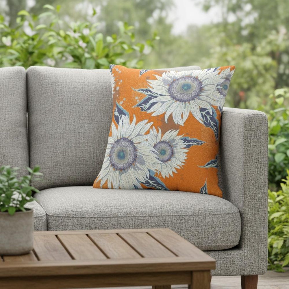 16" X 16" Red And White Broadcloth Floral Throw Pillow