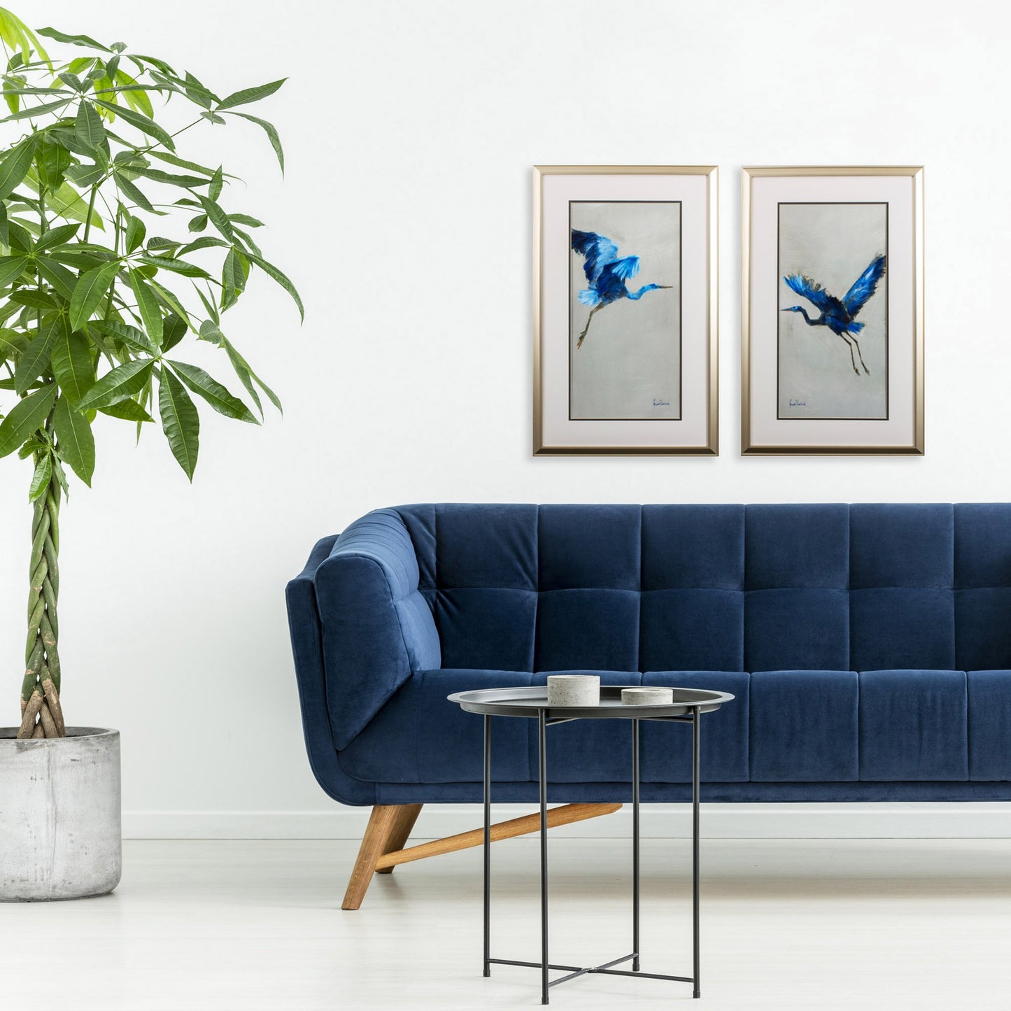 Set of Two Blue Heron Framed Art