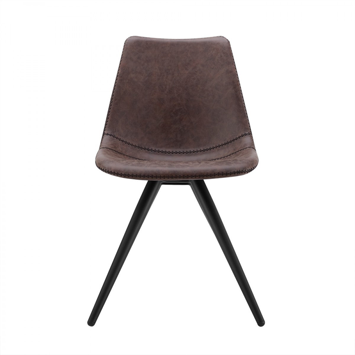 Set of Two Brown and Black Upholstered Faux Leather Dining Side Chairs