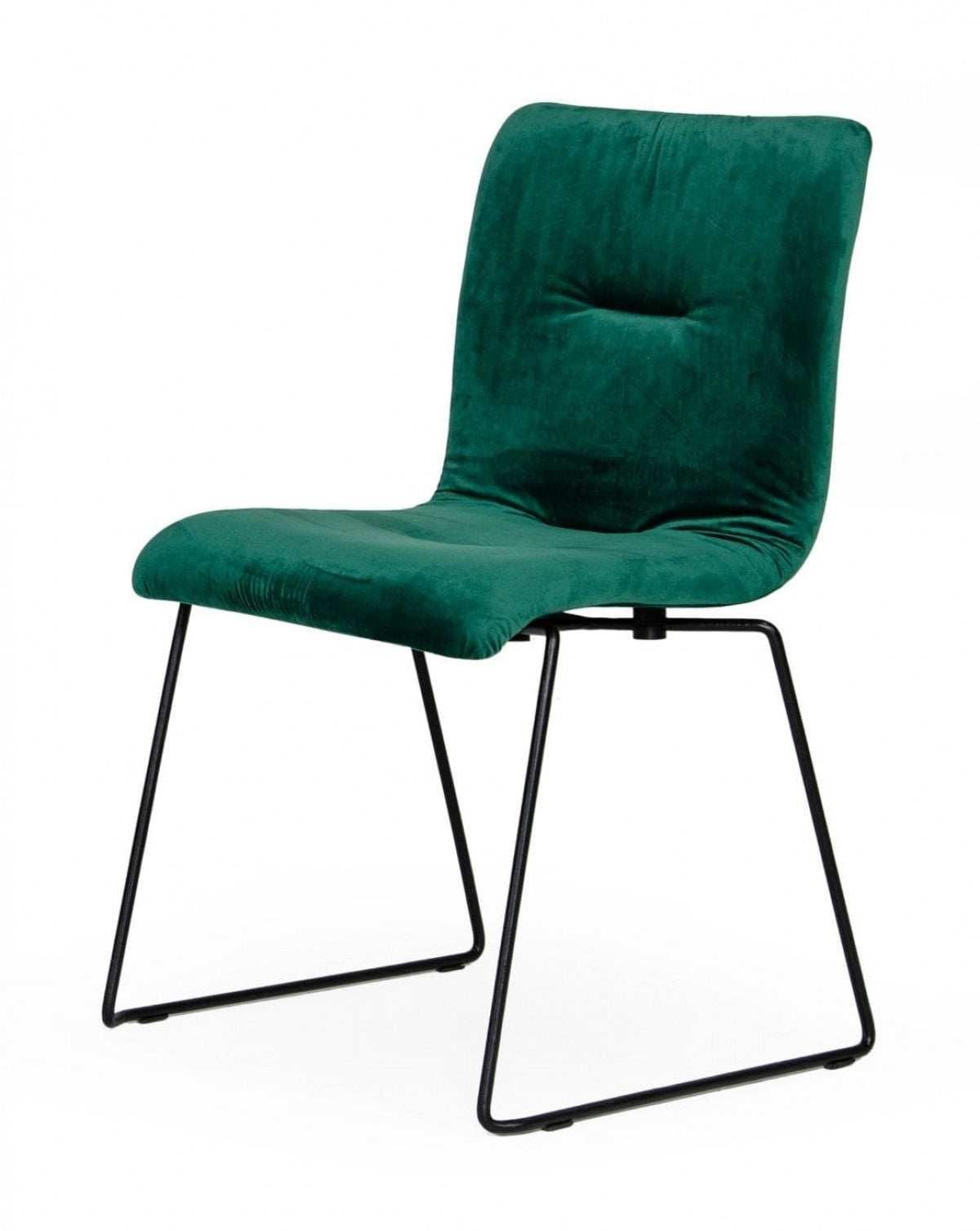 Set of Two Green and Black Upholstered Fabric Dining Side Chairs